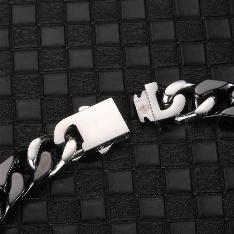 18K Gold Plated Black Ceramic Coated 12MM Think Chunky Stainless Steel Men Curb Cuban Chain for Men Boys