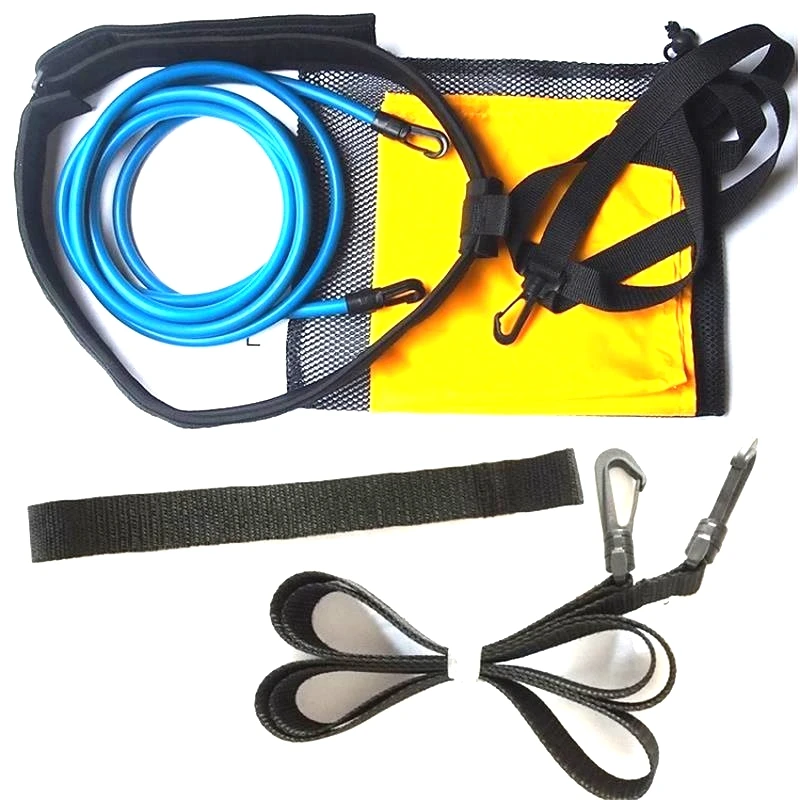 Pool Swim Resistance Band with Adjustable Neoprene Belt Elastic Latex Bungee Cords Tether
