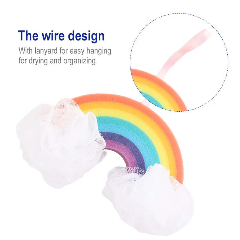 Rainbow Bath Ball Shower Loofah Sponge Cartoon Body Scrubber for Kids
