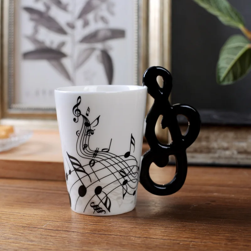 Music Score Water Cup Milk Coffee Gift Mugs 400ml New Ceramic Music Cup Mug Student Couple Guitar Musical Instrument Cup