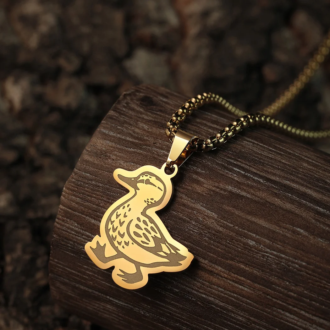 Cute Duck Walking Pendant Necklace For Women Children Jewelry Lovely Animal Gold Necklace Gift