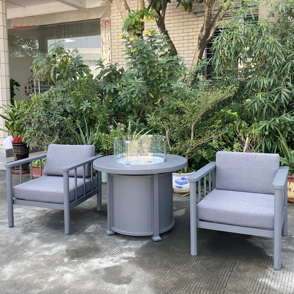Outdoor furniture 91cm round steel  firepit table with sofa chair