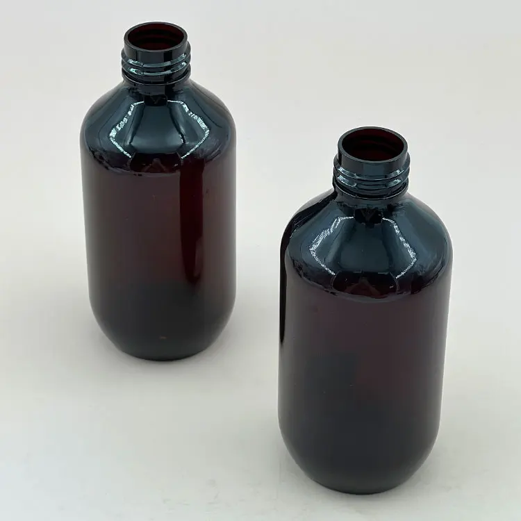 cosmetic packaging 500ml pet plastic modern round shampoo and conditioner bottles amber plastic empty pump bottle for Shampoo