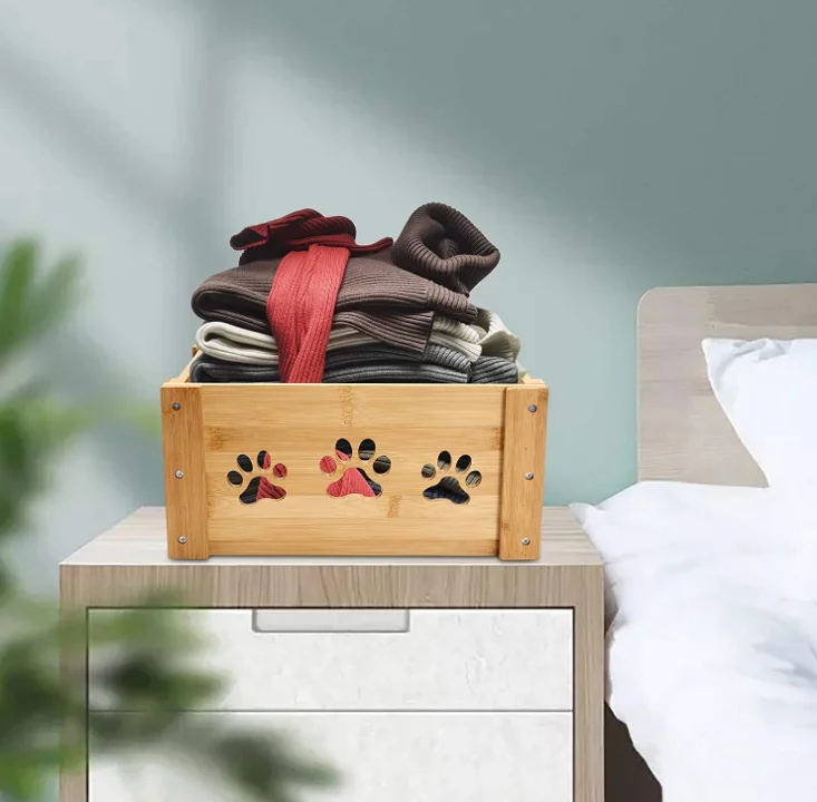 Wooden Dog Toy Box pet Food Box Wooden Storage crates Suitable for Storing cat and Dog Toys, Dog Clothes, pet Snacks