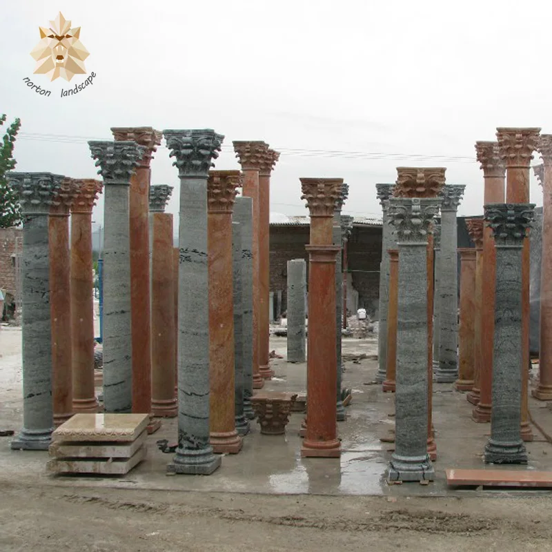 Modern Home Building Use Stone Pillars Villa Column Natural Antique Roman Round Stone/Marble Columns For Sale