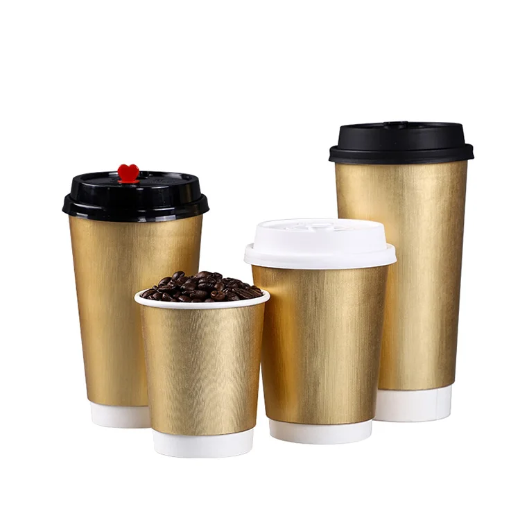 Takeout Biodegradables Embossed Disposable Double Wall Custom Logo Hot Coffee Paper Cup With Lids For Drinks