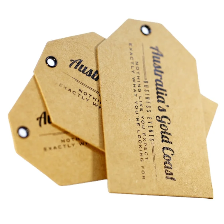Custom Vintage Jeans Hang Tag For Clothing Recycled Thickness Kraft Paper Private Brand Name Logo Printed Kraft Tags