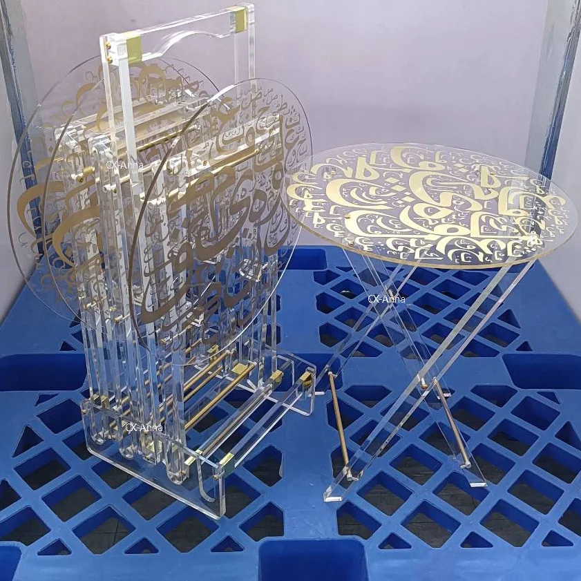 2022 Newest Style Saudi Arabia Wholesale Tea Table Set Transparent Clear Acrylic Folding Tray Table For Home