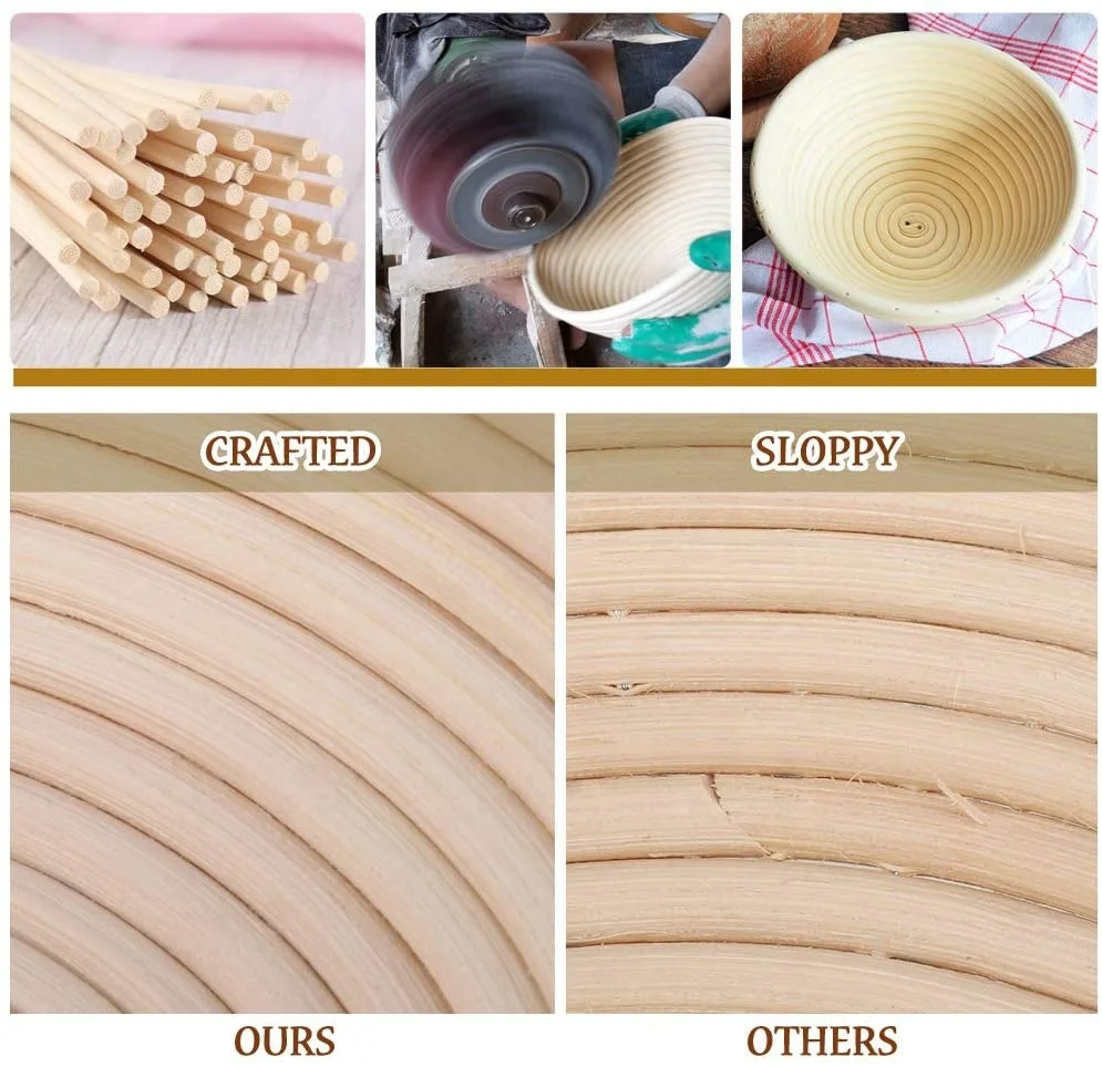 Rust Free Round Sourdough Proofing Bowl 9inch Round Natural Rattan Bread Proofing Basket