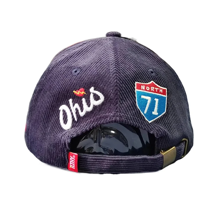 6-Panel Premium Custom Embroidery Corduroy Flat Bill Adjustable Snapback Caps High Quality Velvet Jersey for Outdoor Performance