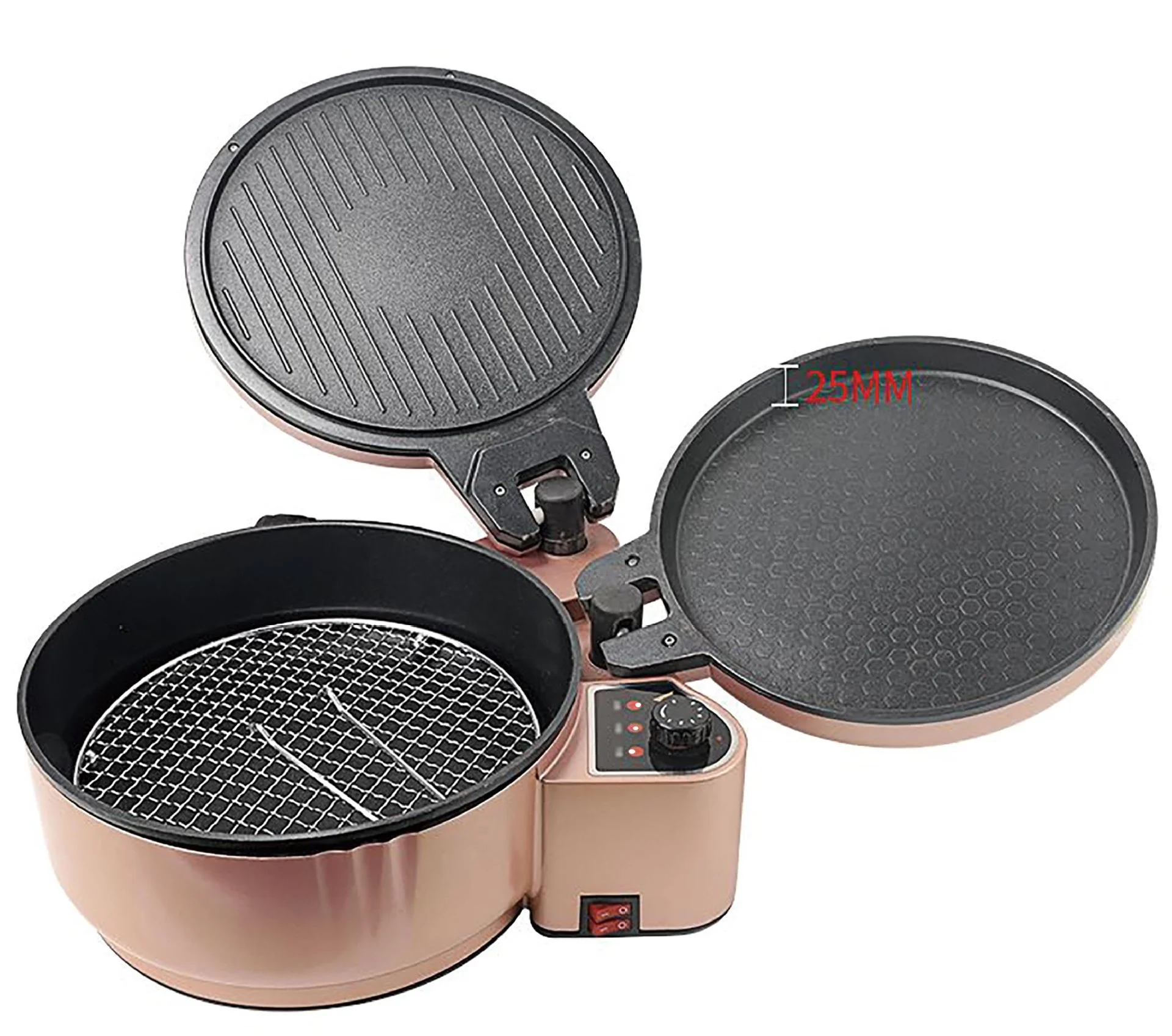 New household multi-function double-sided heating 3 in 1 electric baking pan /pancake making machine