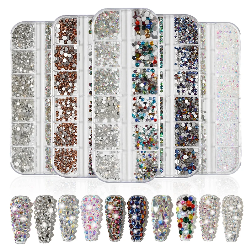 Мода 120 шт./кор. 3D AB Стразы стеклянная Смешанная форма женские сандалии с ремешками и крупными стразами коробки Нейл арт драгоценные камни оформление стразами наборы