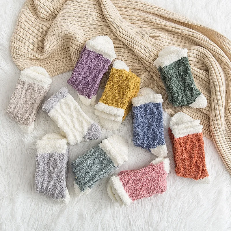 Winter Customized Pattern Plush Fuzzy Warm Slipper Home Bed Floor Socks for Women