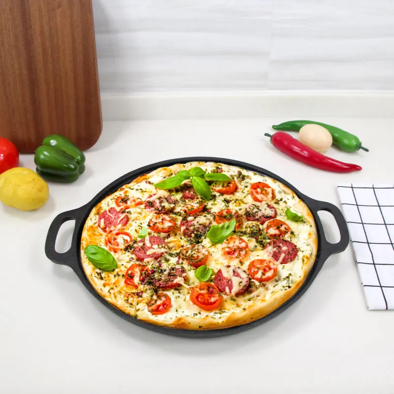 Лидер продаж, чугунная круглая сковорода для пиццы 13,8 дюйма