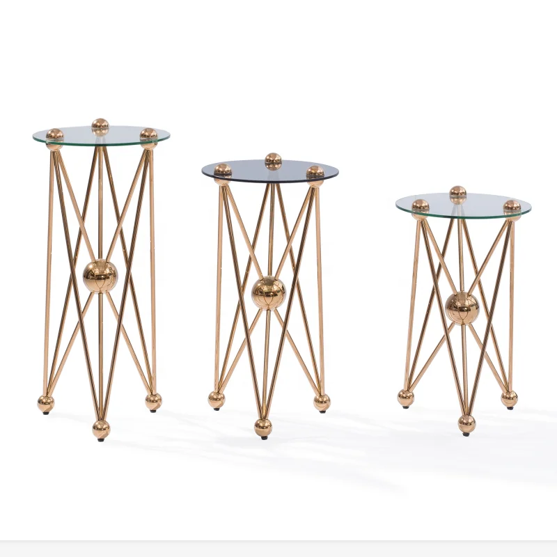 
Home furniture gold finish round side table end table 