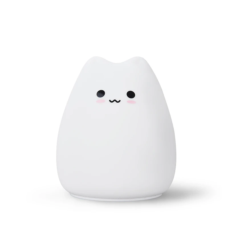 Cute Night Light Soft Silicone Baby Nursery Lamp Kitten Sensitive Tap Control Remote Control Type Cute Kitty Night Light