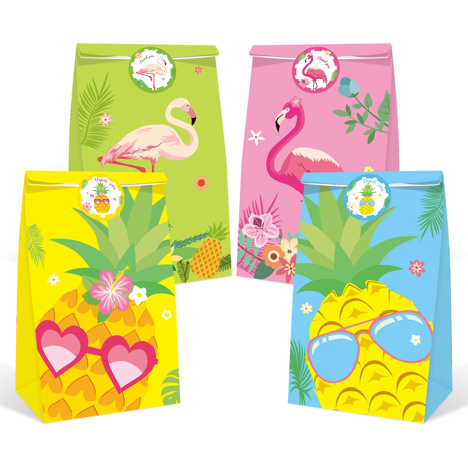 Фламинго и ананас подарочные пакеты Hawaiian Luau Party Конфеты лакомства пакеты с наклейками