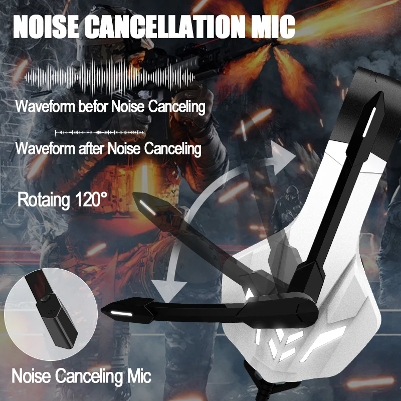 Free Sample Products 7.1 Stereo Vr Earphones Headphones Headsets Gaming Headphones With Rgb Led Mic For Xbox One X Ps4 Pro
