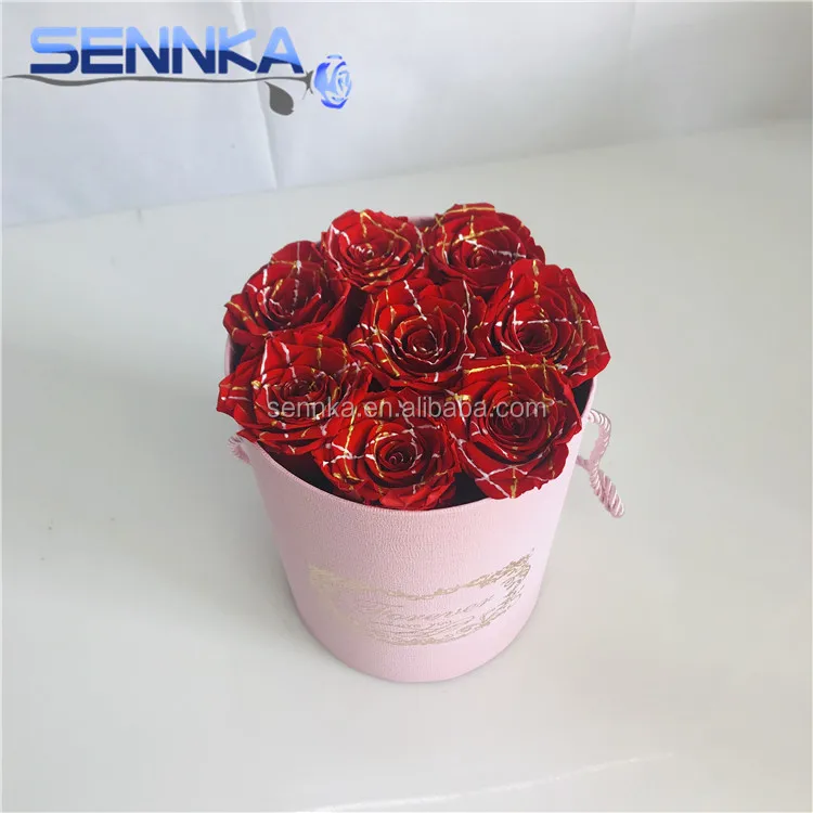 Домашнее украшение, стабилизированные неувядающие долговечные консервированные розы, круглая подарочная коробка с цветами