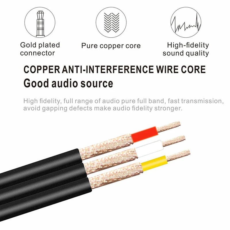 3.5mm digital camera cable 3.5 Male to 3RCA Male Audio Video Jack Connectors for DVD Player