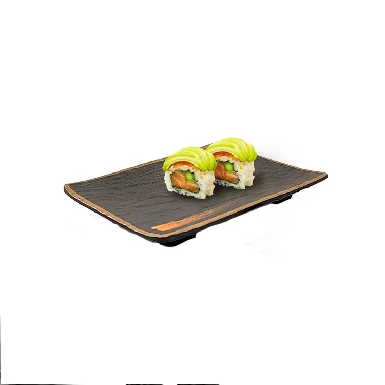 Japanese Style 6 Piece Perfect Sushi Set for Two Melamine Sushi Plates Sauce Dish and Chopsticks Dinnerware Set