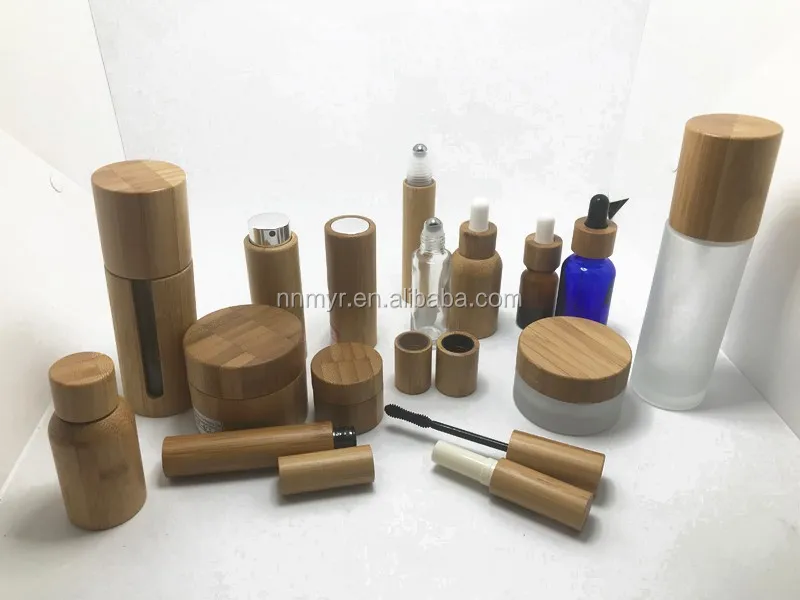 5ml 10ml 20ml 30ml 50ml 100ml brand new natural eco-friendly bamboo cover cosmetics face cream jar, frosted air pump free bottle