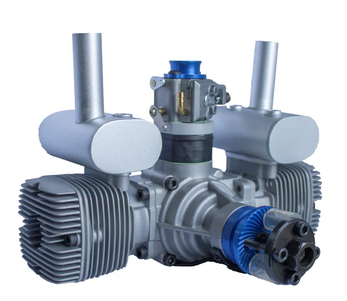 The UAV is horizontally opposed with a two-cylinder two-stroke gasoline model airplane engine 130cc