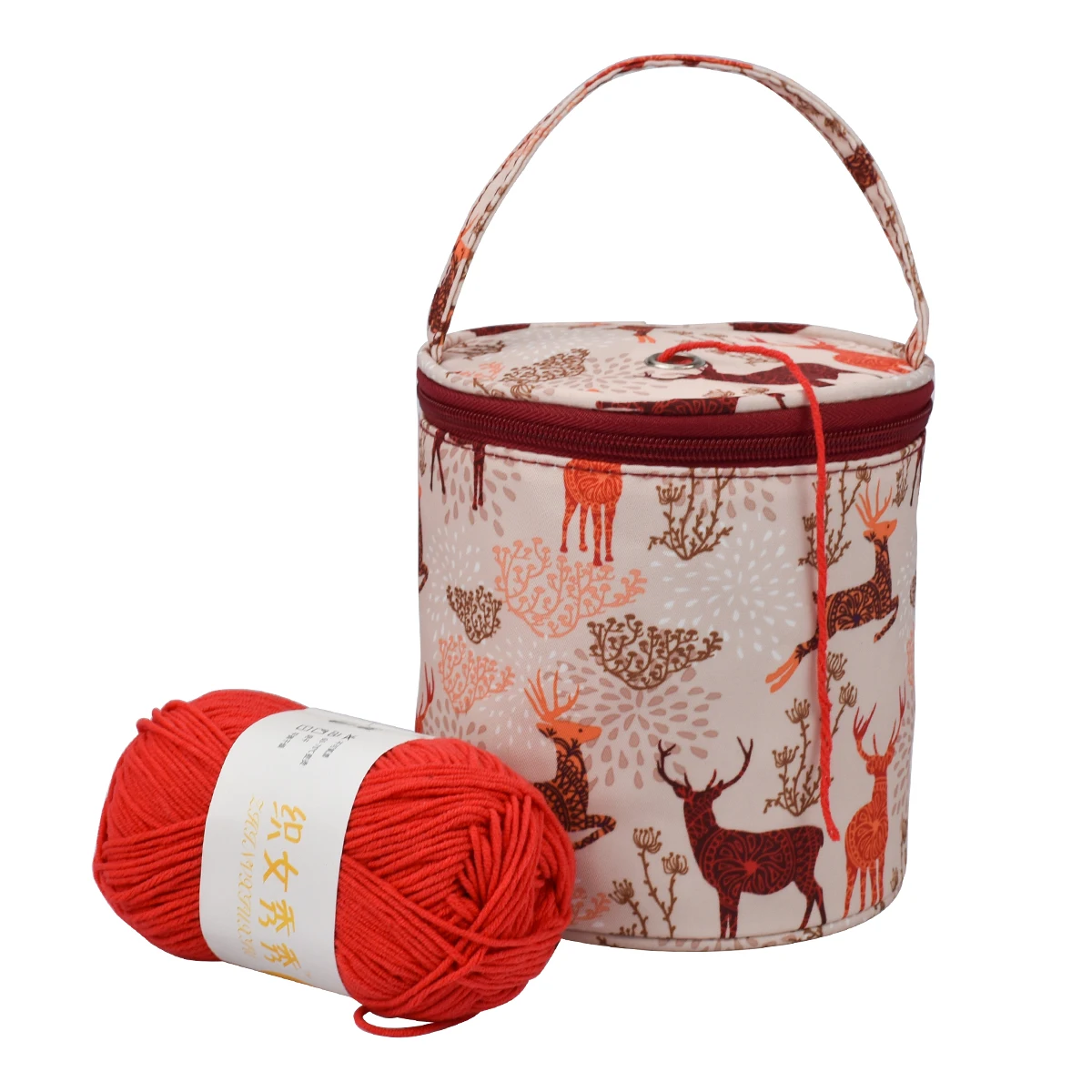 New Wool Knitting Tool Storage Small Bucket Bag Portable Outdoor Travel Handwoven Handbag