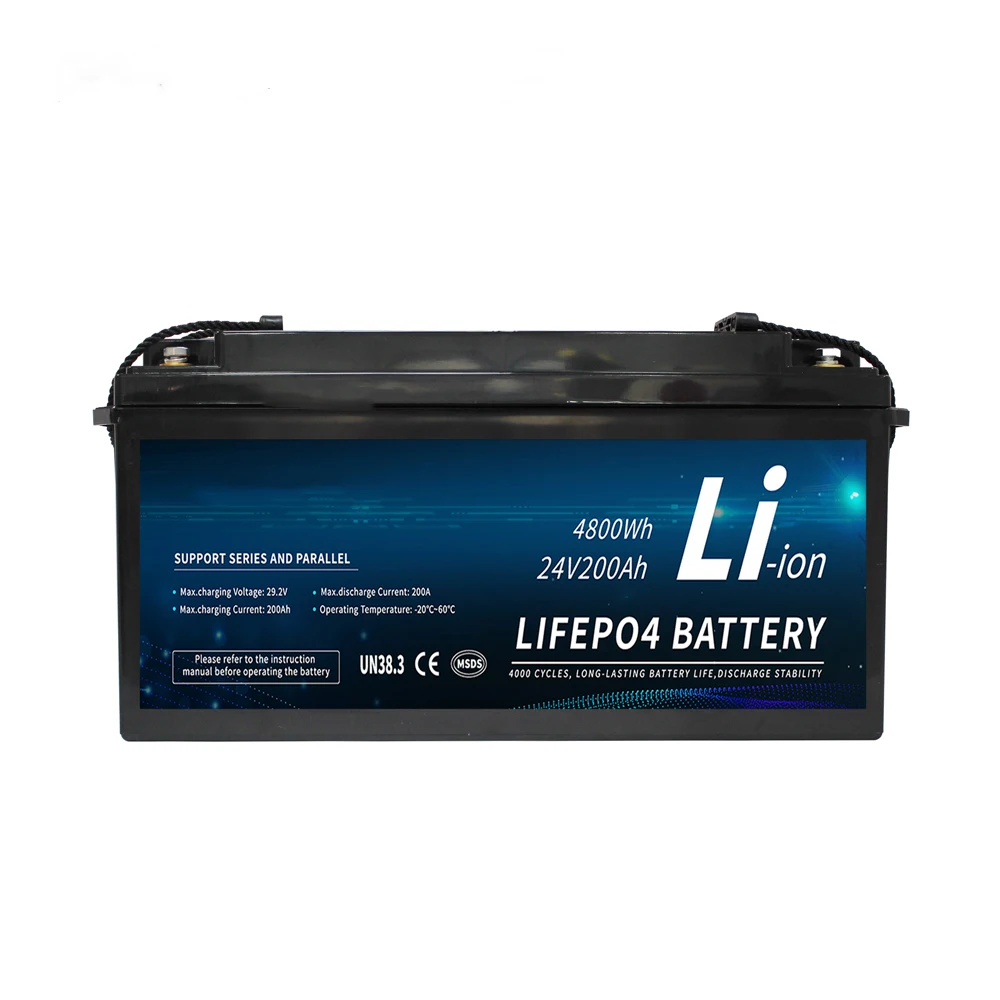 Factory Wholesale 24V 200A Lifepo4 Lithium Ion 100Ah BMS Battery Pack Rechargeable for Forklift RV/Electric Golf Carts