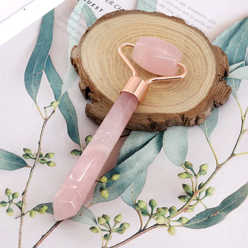Beauty Slimming Facial Massager Guasha Rose Quartz Jade Single Head Roller Massage Gus Sha