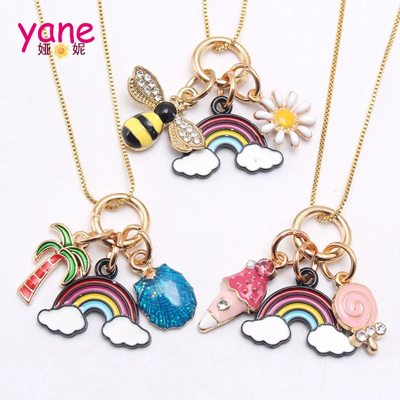 Rainbow shape necklace girls necklaces include bee daisy candy and ice