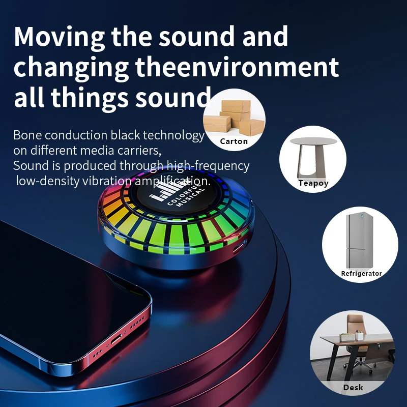 Wholesale OEM Creative Portable Wireless speaker F8 Colorful Rhythm Musical Bone Conduction Speaker