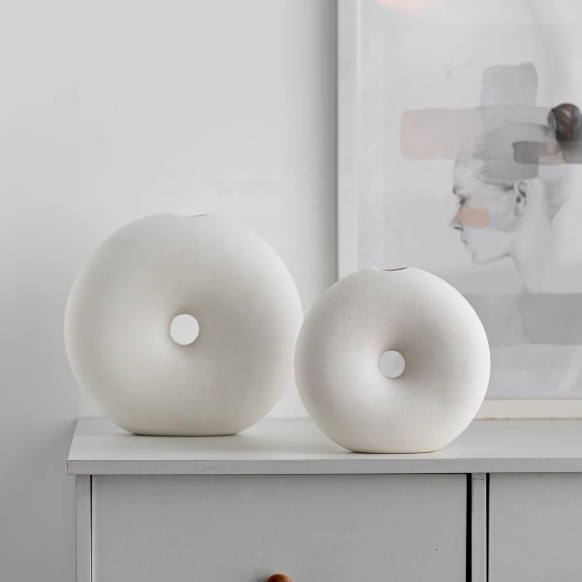 Modern Porcelain Ceramic Vase Home Decoration Wedding Shaped White Flower Vase