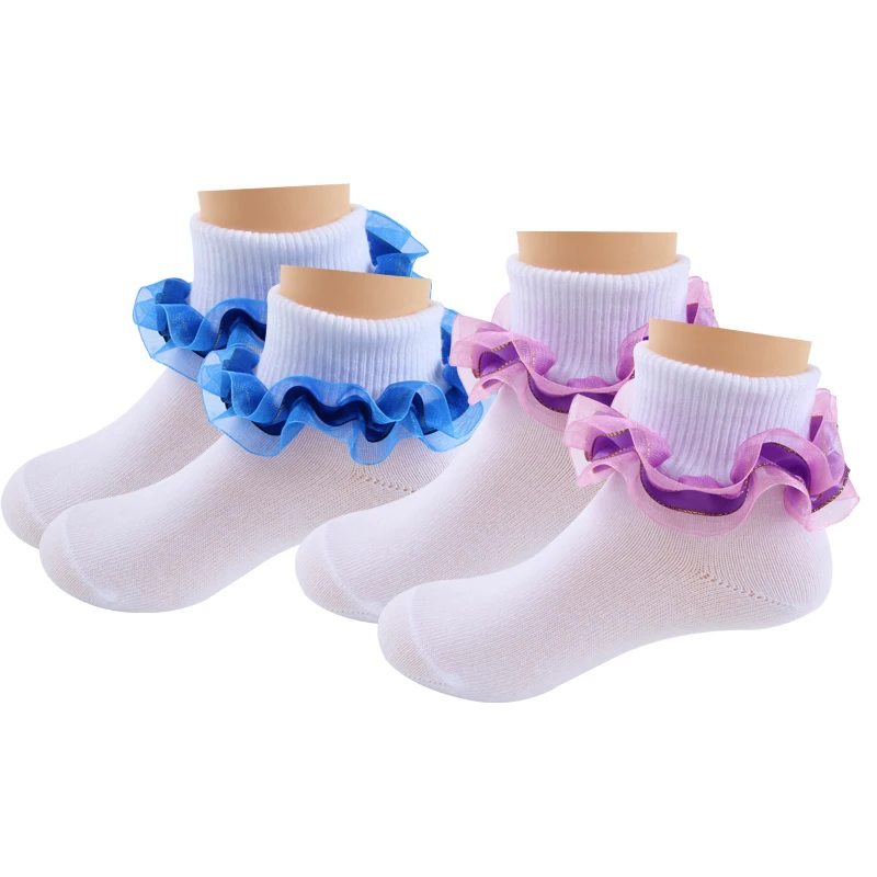 2 Layers Lace Socks Cute Princess  Girls Socks Two Ways To Wear Children Socks Wholesale