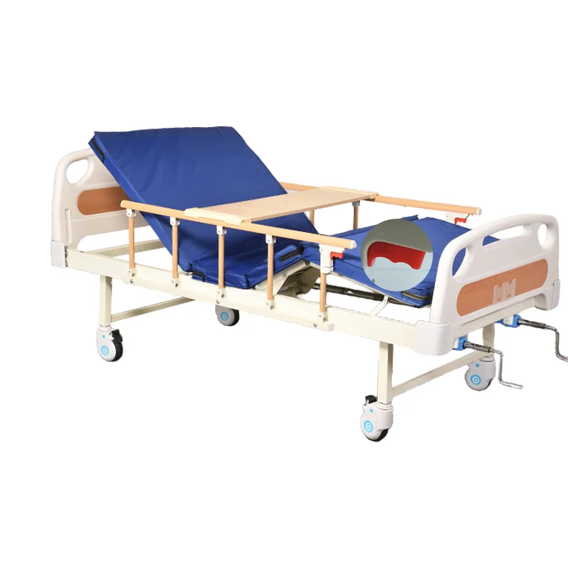 Clinic Two Crank 2 Function Mobile Adjustable Manual Hospital bed Furniture Medical Bed for Patient Factory Discounted Price