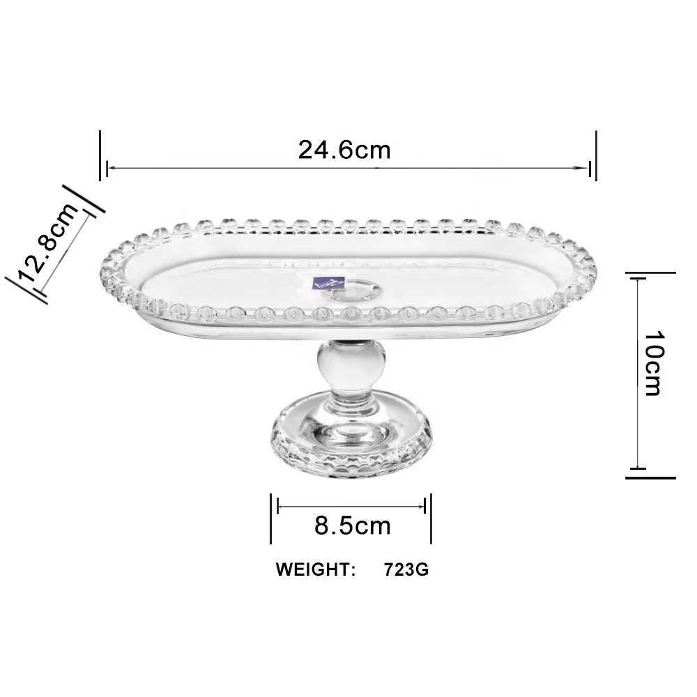 round rectangle tier dessert fruit display table tray crystal glass cake stand