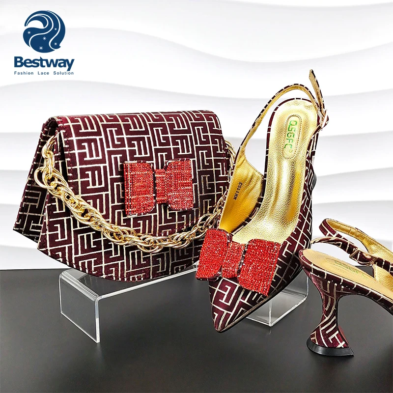 African Shoes and Bag Set NigeriaN Party High Heels with Matching Bag