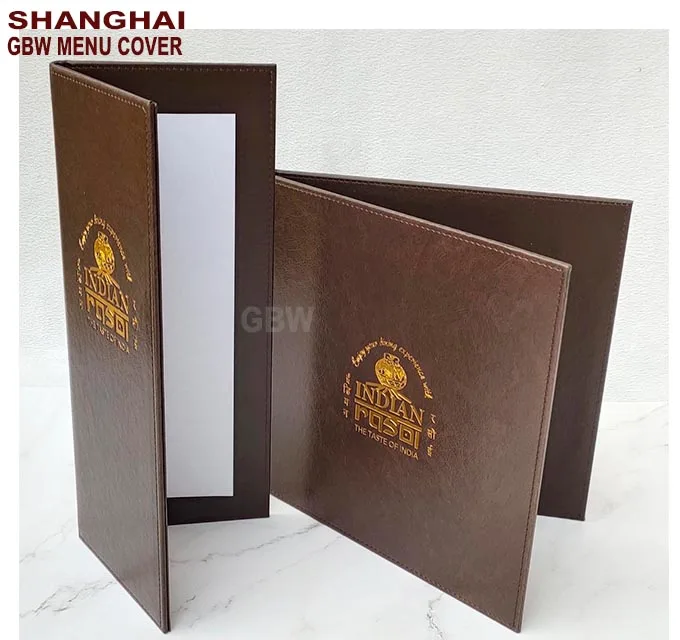 Low Moq LOGO Bar Card Customized Wood Holder With Straps Menu Cover