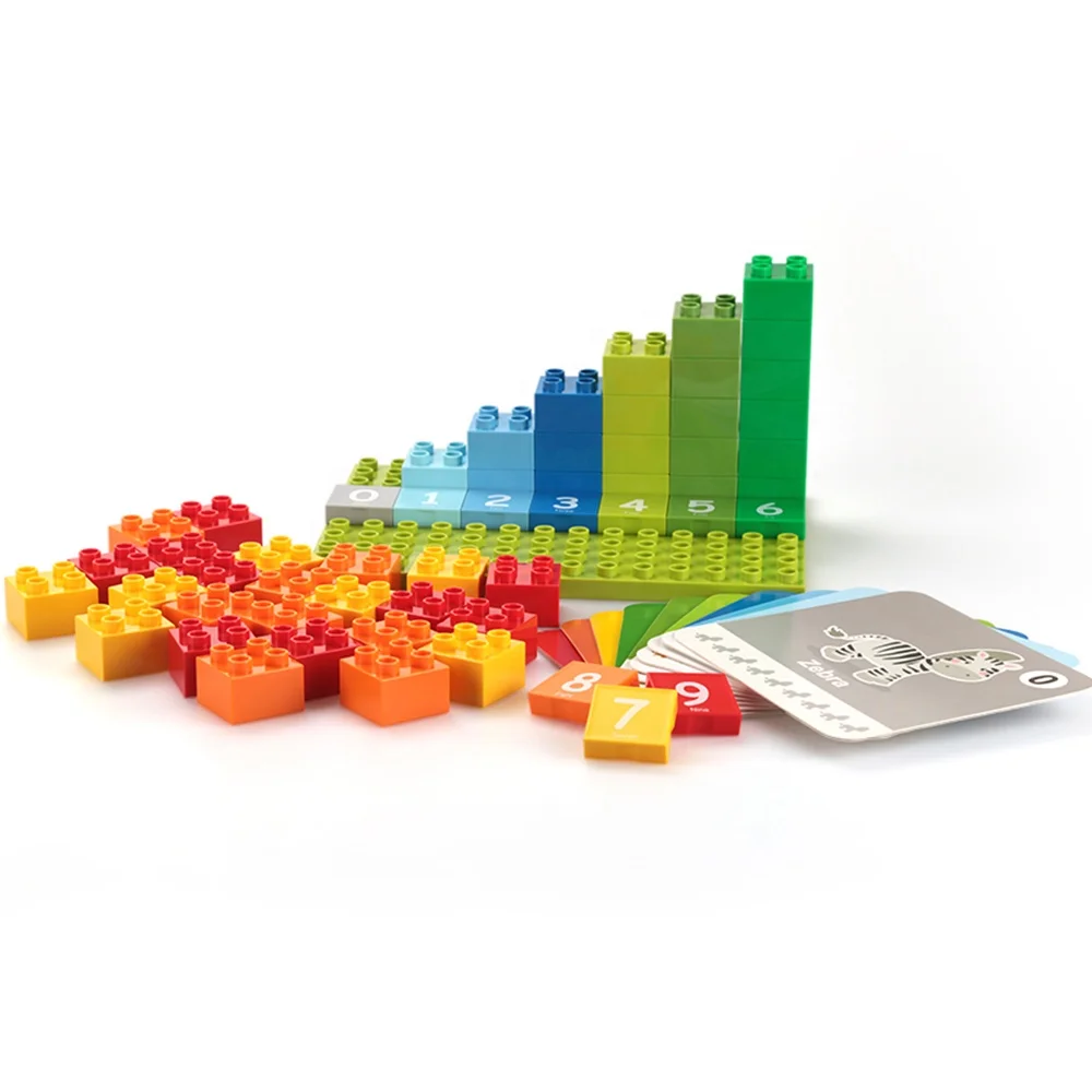 56 pcs numbers counting 10 cards game building Blocks Toys baby toy block diy toys for Kids