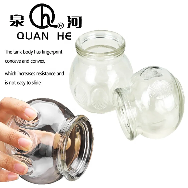 QUAN HE brand Home glass cupping set cupping machine cupping machine fingerprint can five sizes hijama cups