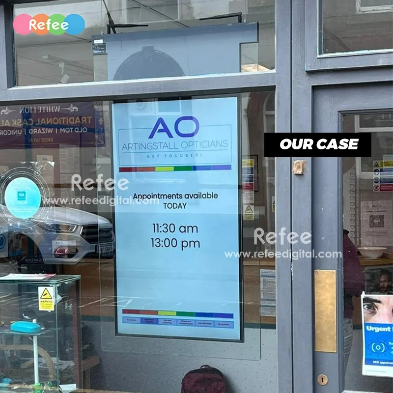 55 Inch Ultra Slim Dual Screen Window Digital Signage Shop Display Wifi LCD Full HD Double Sided Hanging Advertising Screen