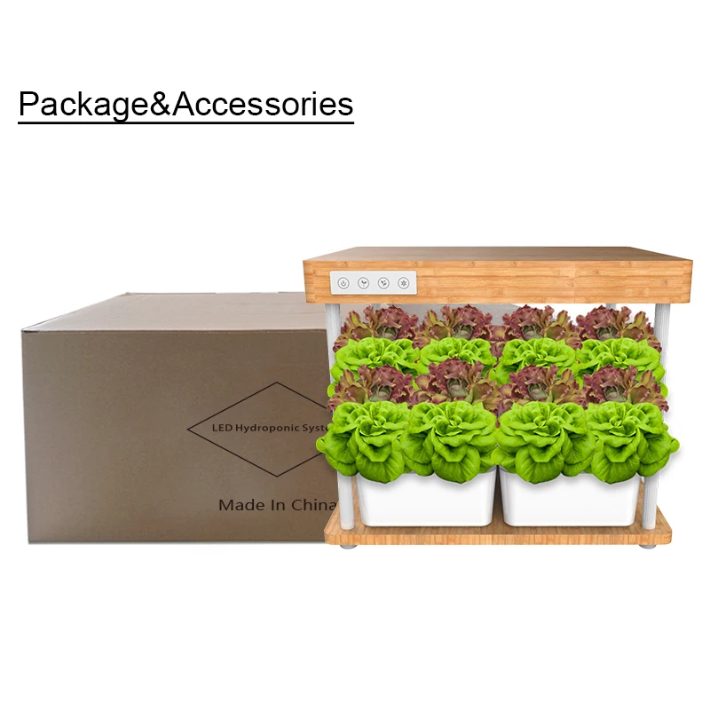 GMY Bamboo Hydroponics growing system 16 Pod Planter Balcony Flowerpot Indoor Growing Lighting hydroponics system for home use