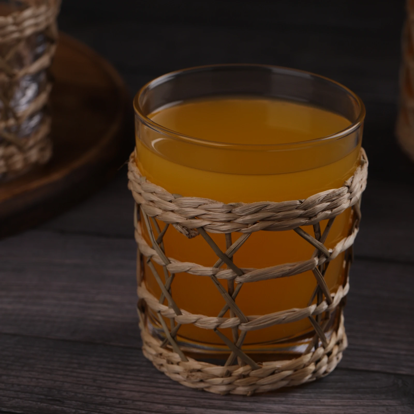 rattan wrap glass rattan/wicker wrapped water glass