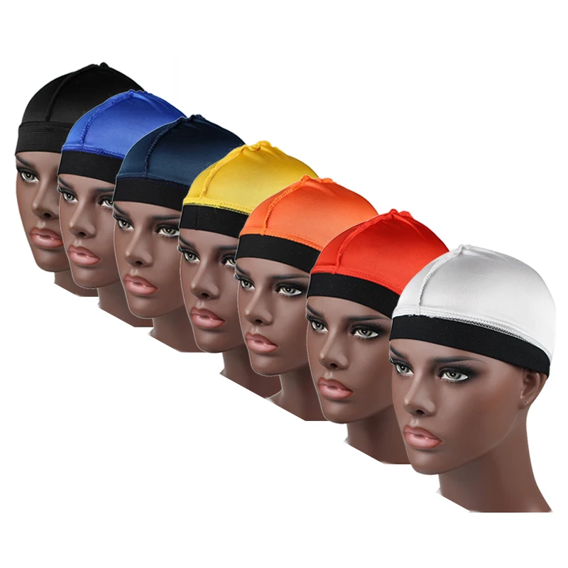 Abeis LOW MOQ Custom headwrap Silk Satin Wave Cap Silky Bandana Men Headwear Durags silk dome cap