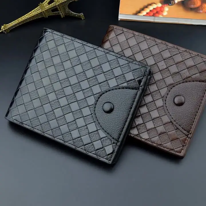 Factory wholesale retro casual leather wallets for men woven pattern large capacity card package