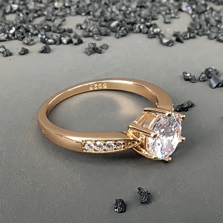 Fashion Delicate Elegant Rose Gold Plated Based S925 sterling silver Moissanite diamond Ring Romantic Wedding Fine Jewelry