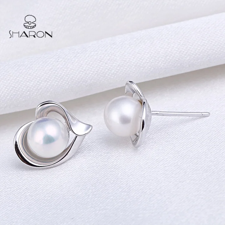 
China Manufacture Simple CZ Sterling Silver Pearl Indian Jewelry Necklace Set 