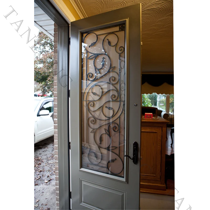 Main exterior house Wrought iron front door french iron door designs entrance iron glass door