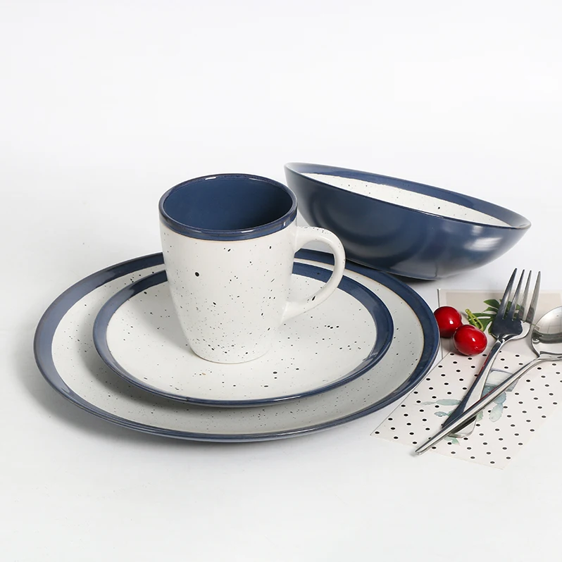 Wholesale New Design 16pcs European Style Starred Glaze Ceramic Dinner Set Sesame Glaze Ceramic tableware set