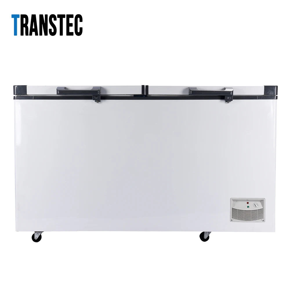 Factory direct sales product appliances solar chest freezer  big capacity 508 L with double door dc 12 freezer for commercial